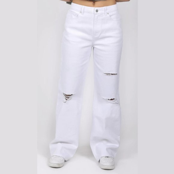 REWASH Super High Rise Wide Leg White Cream Jeans Size 28 - Picture 2 of 6